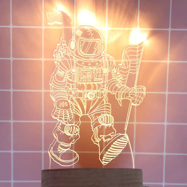 Новинка, Прямая поставка, ночник, дерево, креативный 3D астронавт, свет, стол для ночника, лампа, Детская лампа