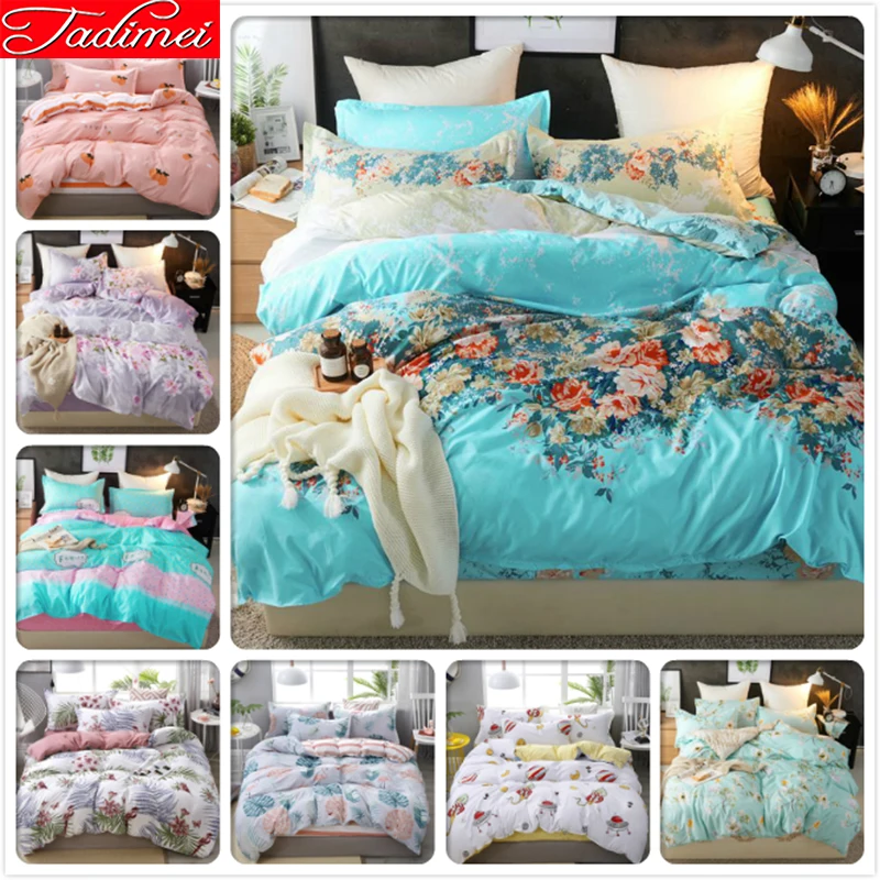 

Flower Pattern Adult Couple Big Bedding Set Single Double Queen King Size Duvet Cover Bed Linen 1.5m 1.8m 2.0m 2.2m Bedspreads