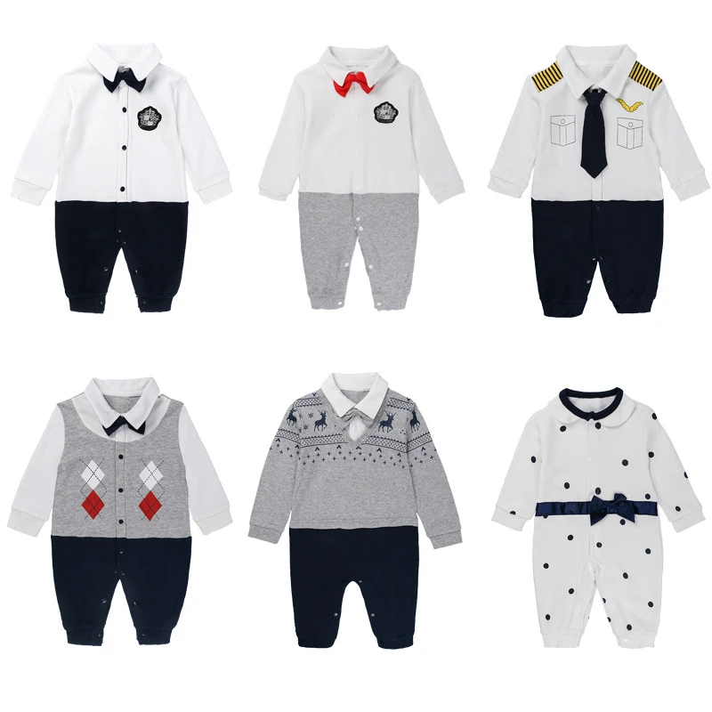 

INS Explosion New Born Baby Clothes Ropa Gentleman Long Sleeve Romper Matching Bow Tie Cotton 0-24M Baby Onesie Jumpsuit Costume