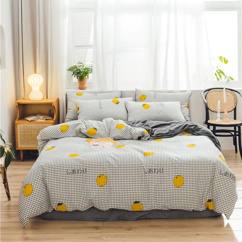 Dreamort, осень и зима, хлопковый+ фланелевый Комплект постельного белья, полный комплект постельного белья queen King size, простыня+ пододеяльник+ наволочка - Цвет: color4