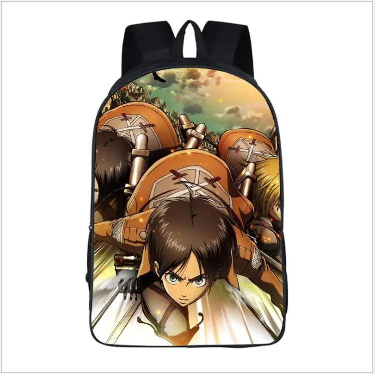 Нападающий На титанов Shingeki no Kyojin цельный Наруто рюкзак большая школьная сумка рюкзак нейлоновые рюкзаки Mochilas Daypacks - Цвет: as pictures