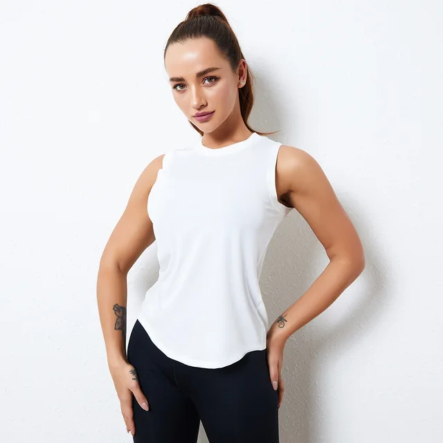 Slim Sleeveless Yoga shirt Quick dry O collar Gym clothing Summer 2021 Fitness vest Women Tanks