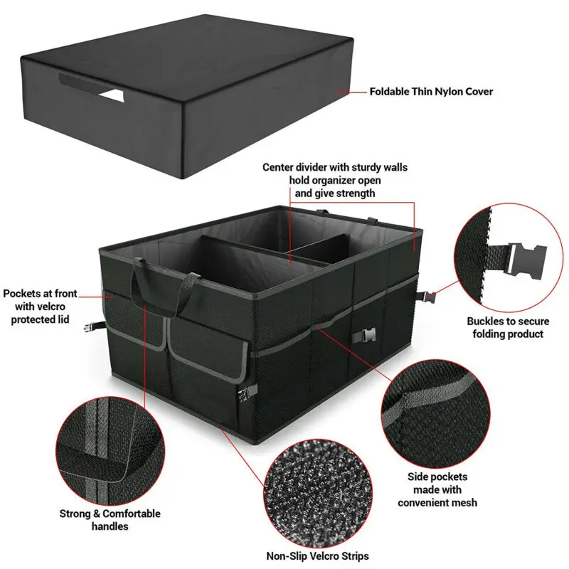 Черный складной автомобиль хранения коллапс пакет для мусора багажник держатель для салфеток коробка багажника для универсального автомобиля