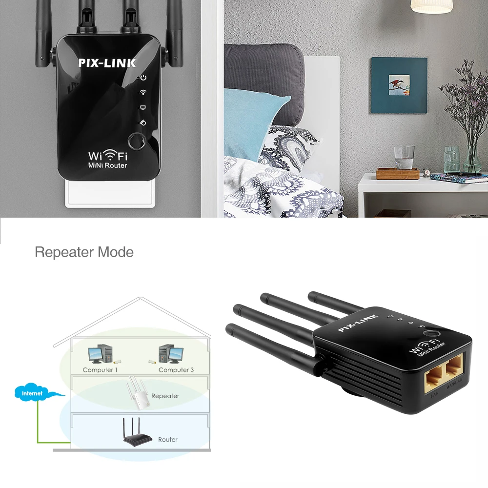 2.4G WiFi Repeater Tốc Độ 300Mbps Bộ Khuếch Đại Tín Hiệu Dài Phạm Vi Mở Rộng Với Ăng-ten Bên Ngoài Wi Fi Tăng Áp internet signal amplifier best buy