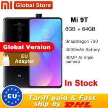 Глобальная версия Xiaomi Mi 9T 6GB 64GB Смартфон Snapdragon 730 Octa Core 6,3" AMOLED Экран 48MP Камера 4000 мА-ч