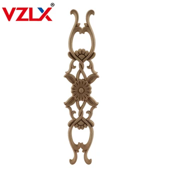 

VZLX Wood Carved Rectangle Applique Wood Molding Decoration Frame Corner Onlay Unpainted Furniture Home Door Decor Accessories