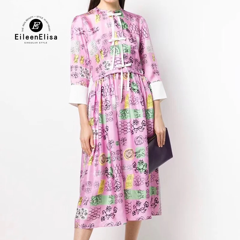 Женские длинные платья элегантное розовое летнее платье с принтом Vestidos Feminino