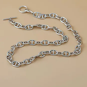 

New Women Men High quality Pig nose Match bag Tassel Necklace H Day Word Chain Personalized Necklace Fine gift