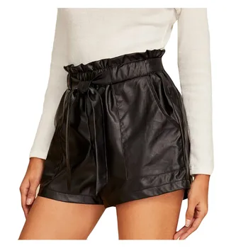 

Black Color Shorts Women Clothing Fashion Leather Sport Spodenki Damskie Elastic Short Hot Pants Belt Biker Shorts Mujer #C12
