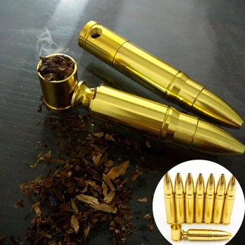

1x Portable Metal Aluminum Smoking Pipe Pocket Smoke Pipes Bullet Shaped Rocket obacco Pipe Smoking Mini Metal Screw Gif