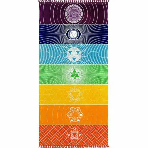 

1Pcs Tassels Single Rainbow Chakra Tapestry Towel Mandala Boho Stripes Travel Yoga Mat Tapestry