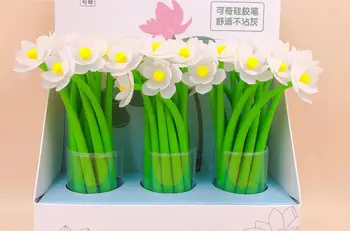 

change color sunlight Lotus gel pen cute cartoon school gift student prize pen office black writing pen promotion pen 48pc/lot