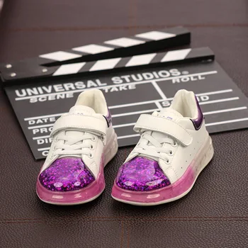 

Girls Sneakers Soft Parent Child Shoes Ins Quicksand Princess Shoes Hook Loop Children White Shoes Kids Casual Shoes Gradient