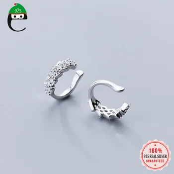 

ElfoPlataSi 100% 925 Real Sterling Silver Sparkling CZ Ear Cuff Clip On Earring For Girl Without Piercing Earing Jewelry ED51