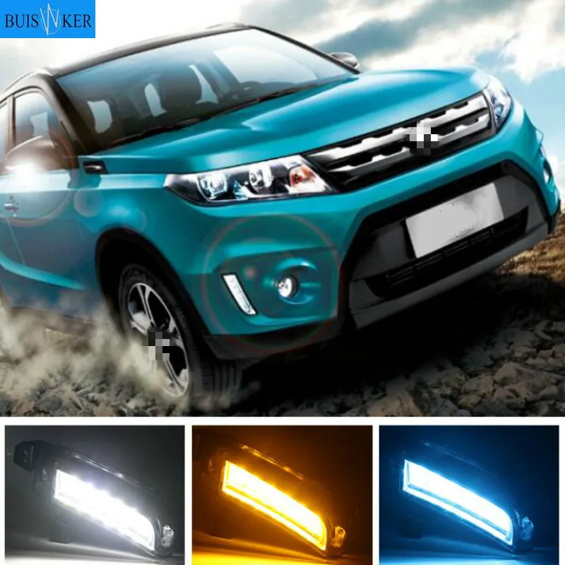 

2 шт Автомобильный светодиодный дневной светильник DRL Противотуманные лампы с желтым сигналом поворота для Suzuki Vitara 2015 2016 2017 2018 2019 2020