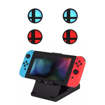 

1x Adjustable Foldable Plastic for Nintendo Switch NX & 4Pcs Anti-Skid Analog Thumb Stick Grips for Nintendo Switch Ns