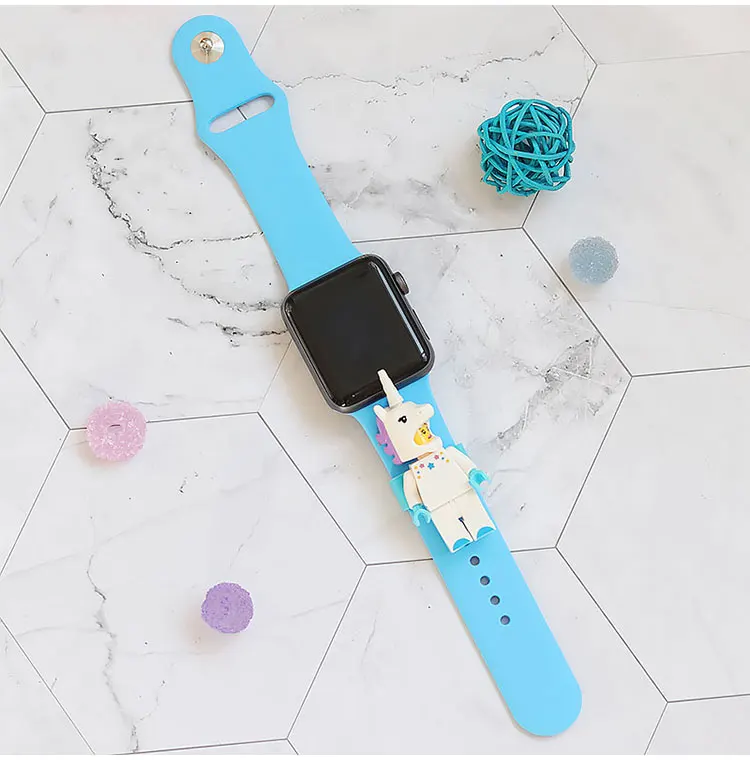Силиконовый ремешок для Apple Watch, серия 4, 3, 2, 1, 38 мм, 42 мм, iwatch 5, ремешок для часов 44 мм, 40 мм, спортивный браслет, резиновый, милый, водонепроницаемый - Цвет: Розовый песок
