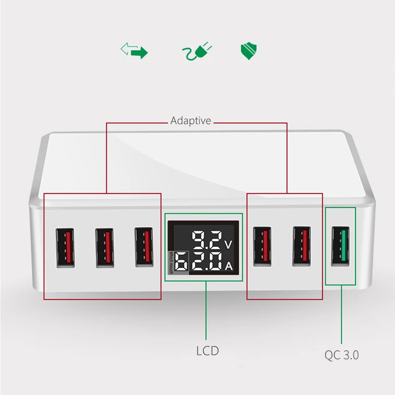 QC 3,0 быстрое зарядное устройство USB 6 портов концентратор адаптер питания настенное зарядное устройство OUJ99