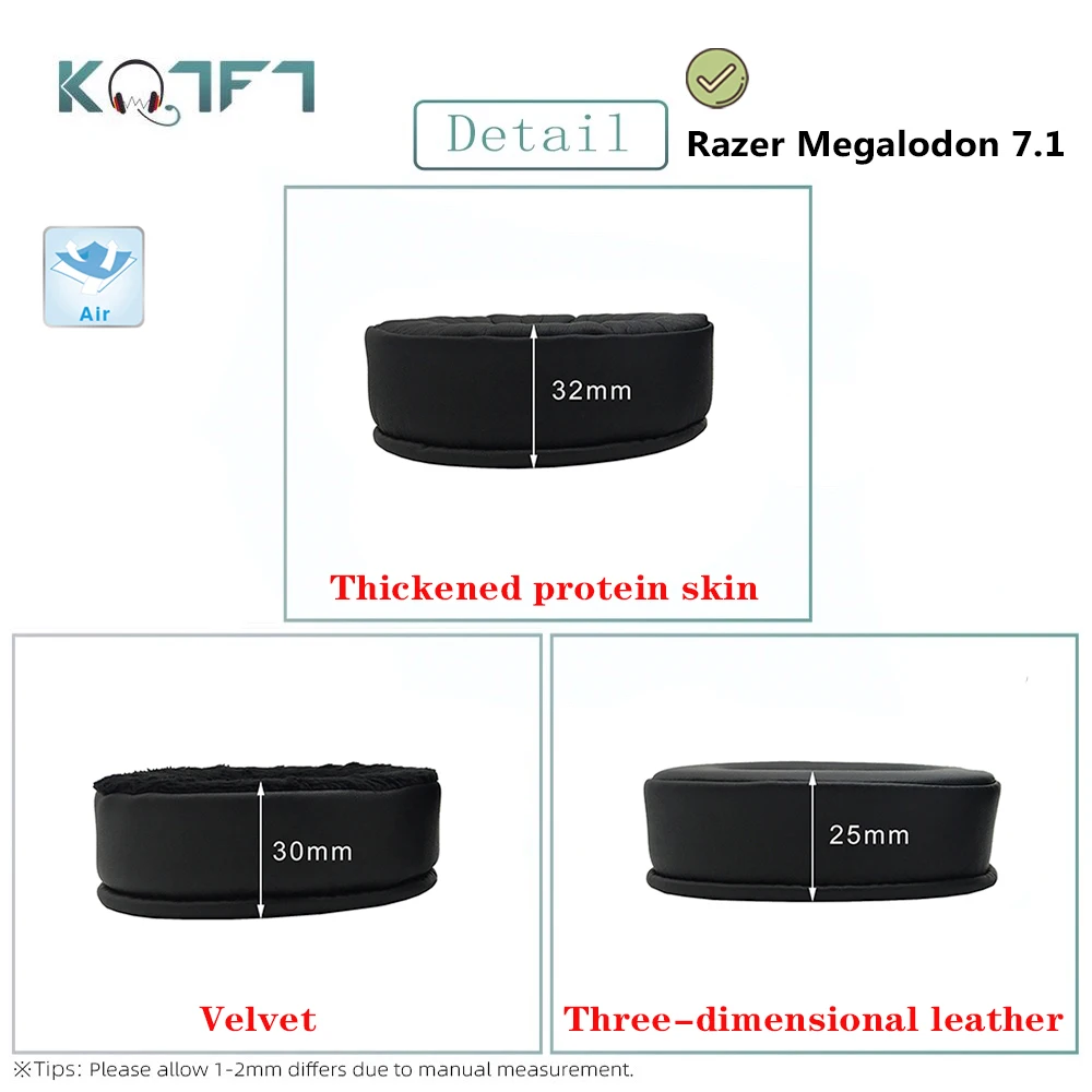 Сменные амбушюры KQTFT из Протеиновой кожи и бархата для Razer Megalodon 7 1
