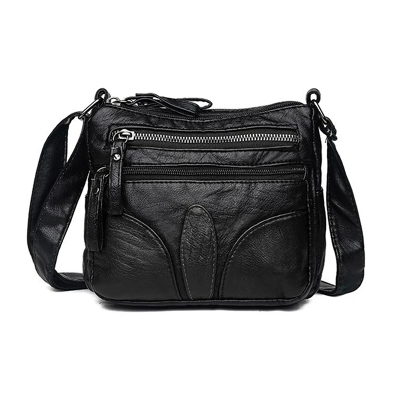 Женская маленькая сумка через плечо, высокое качество, Женский дизайнерский клатч, мягкая стирка, кошелек из искусственной кожи, модная сумка через плечо - Цвет: black