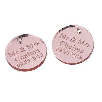 

100pcs Personalized Engraved Acrylic Circle Wedding Table Centerpieces Decoration Favors Candy Box Tags Baby Shower Baptism Gift