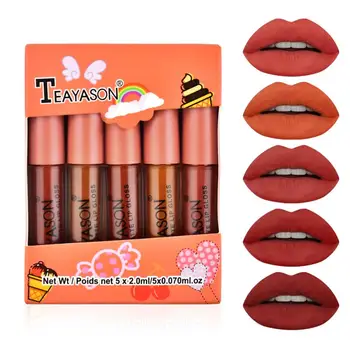 

Velvet Matte Lipstick Set Lip Gloss Pumpkin Color Non-stick Cup Non-fading Lipstick Makeup Comestics Tools Easy To Wear TSLM2