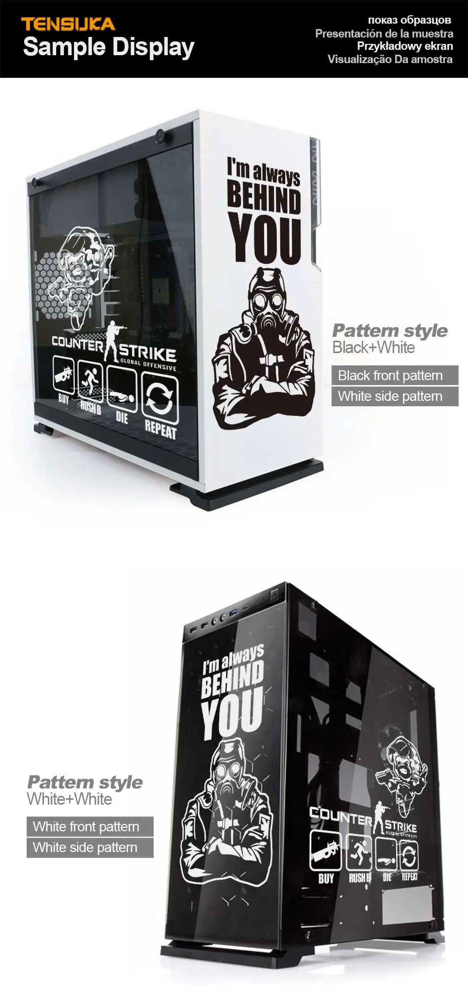 CSGO Gaming PC Case Stickers ATX Mid Towers Computer Decorate