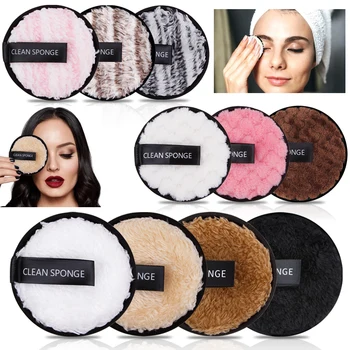 

1/3Pcs 8cm Makeup Remover Pads Microfiber Skincare Make Up Cloth Reusable Cotton Cleanser Face Sponge Washable Cleansing Wipe
