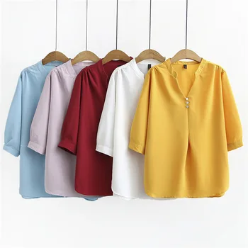 

Women's Wear 2020 Summer Dress Top 200 Fat Mm Loose Slim Chiffon Nail Beads Short Sleeve Shirt Shirt 037