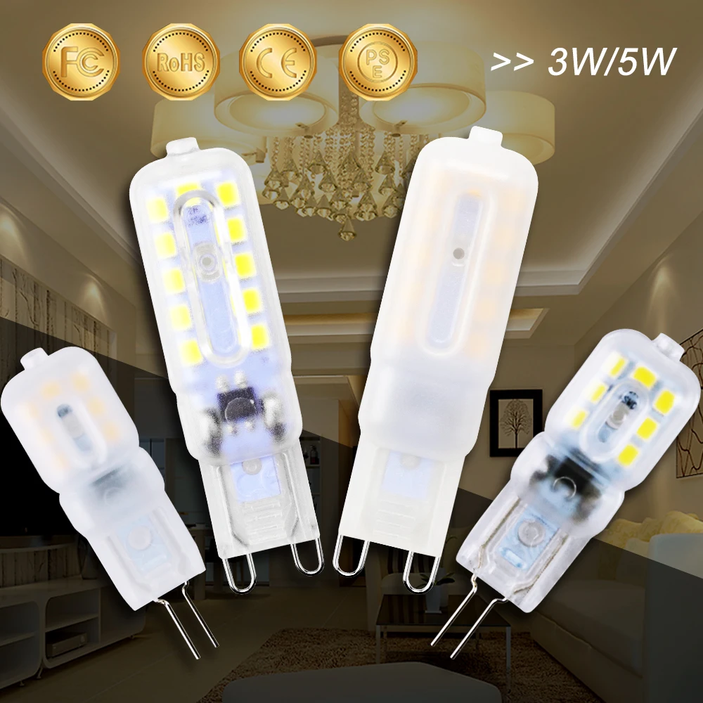 

G9 LED Light Dimmable G4 2835 LED Bulb Spotlight For Crystal Chandelier Replace 3W 5W Halogen Home Decoration Ampoule Bulb 220V