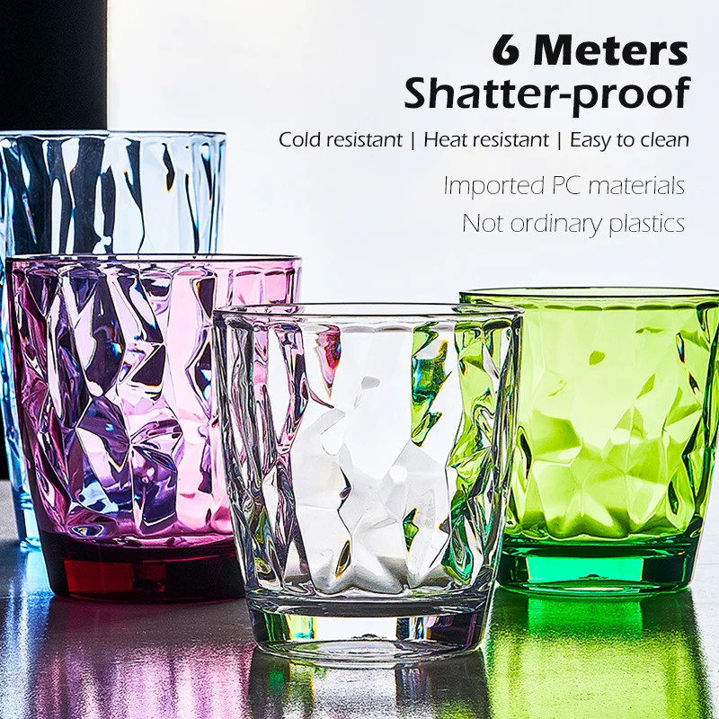 

Unbrokeable Water Cup Crystal Bright Cocktail Glass PC-material Whisky Wine Glass Lead-free Heat Protection Coffee Mug Juice Cup