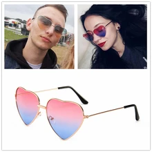 Женские солнцезащитные очки в форме сердца, металлическая оправа, Ретро стиль, солнцезащитные очки, Золотая оправа, яркие цвета, UV400
