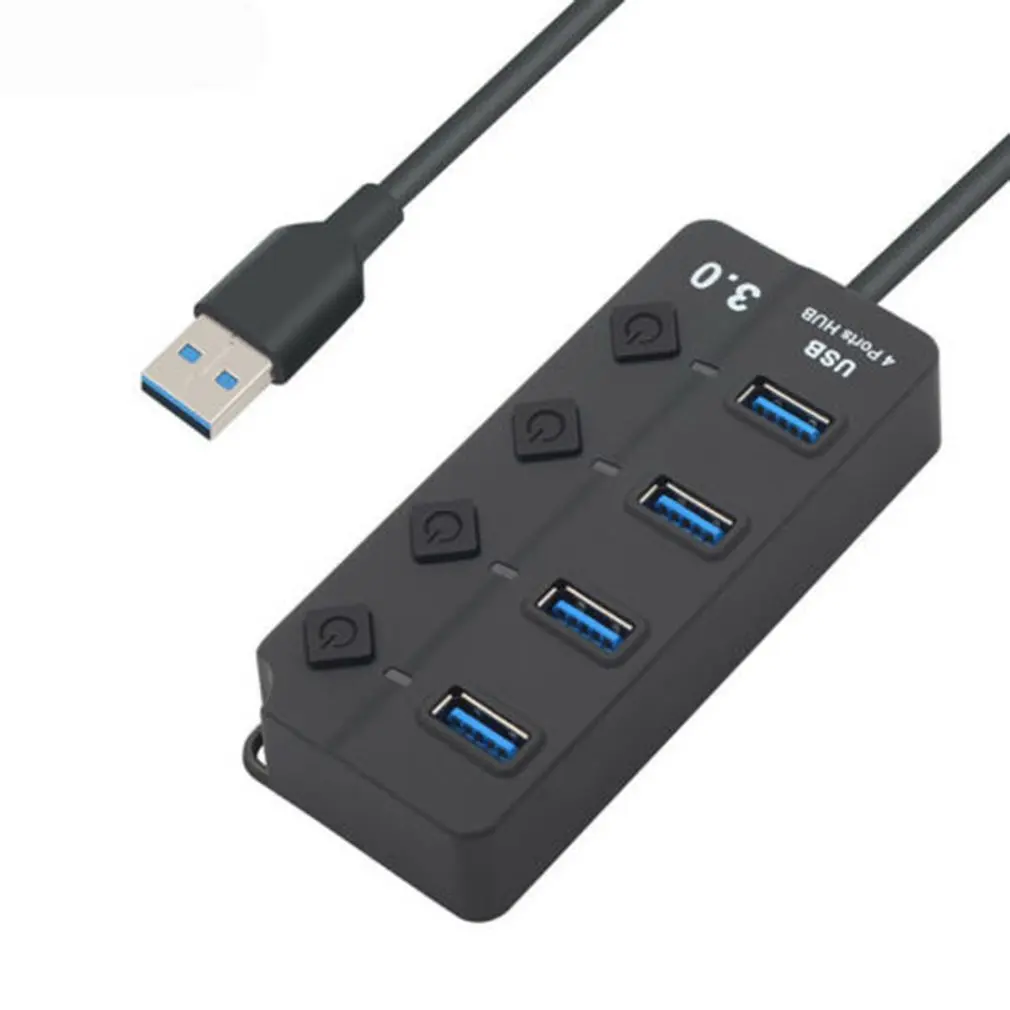 7 Порты и разъёмы Usb 3,0 концентратор 5 Гбит/с, высокая Скорость Вкл/Выкл кнопка Ac Мощность адаптер для ПК Прочный Мульти Порты переключатели штепсельная вилка европейского стандарта - Цвет: 1 x 4 Port