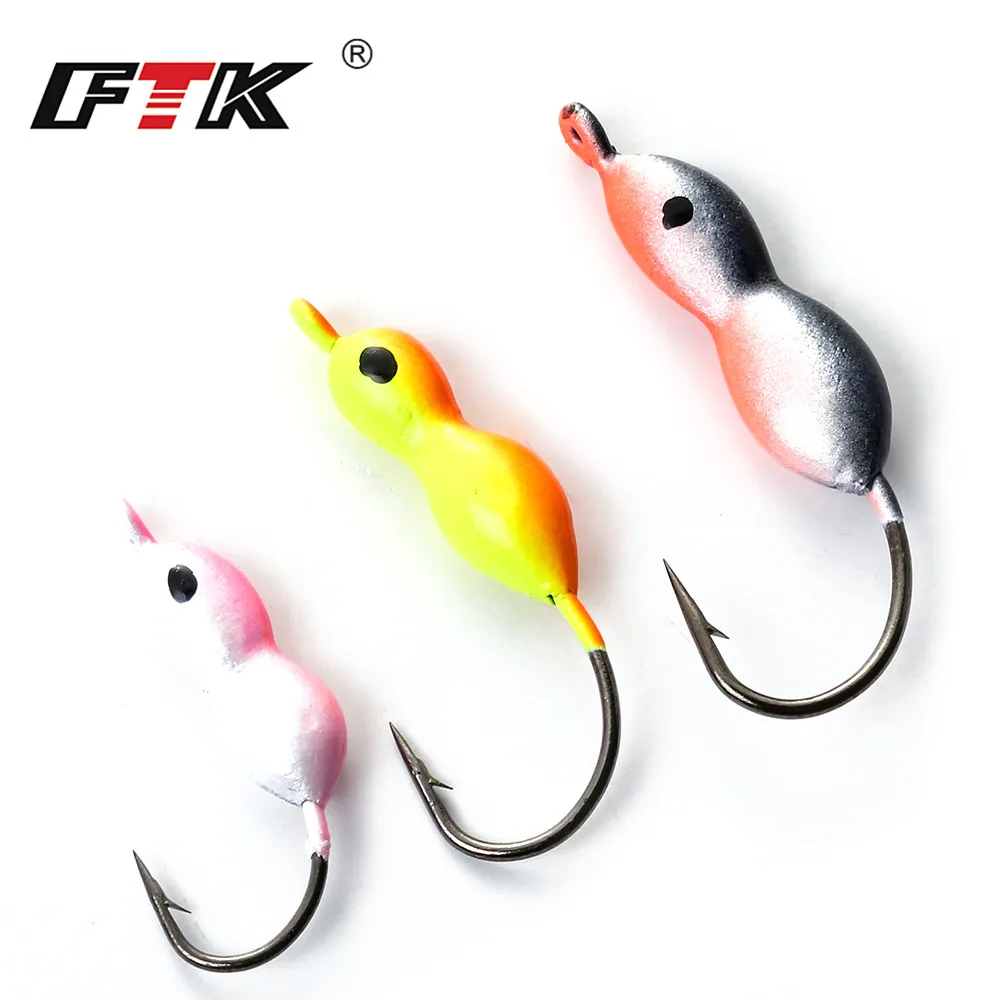 

FTK Ice Fishing Hook 5PCS/Lot 2.5g 3g 5g Mini Metalc Lead Head Ice Fishing Hook Hook Winter For Fish
