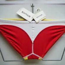 Индивидуально под заказ BOYTHOR бренд мужской классический красный цвет блок украшения тригонометрические плавки сексуальные плавки