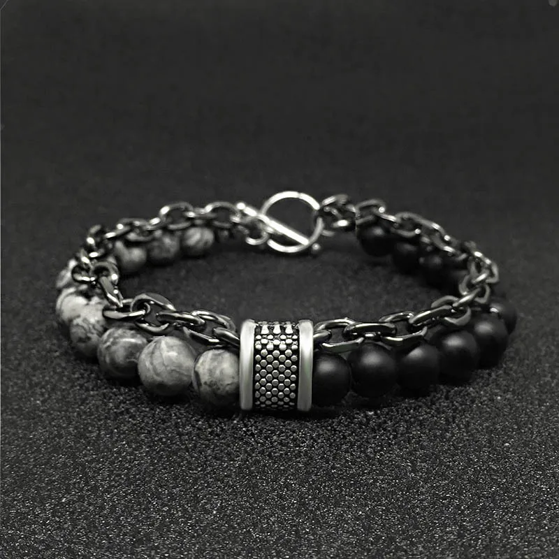

Tiger Eye Stone men's beads bracelet stainless steel wheat chain bracelet male wristband Dropshipping gifts for men jewelry