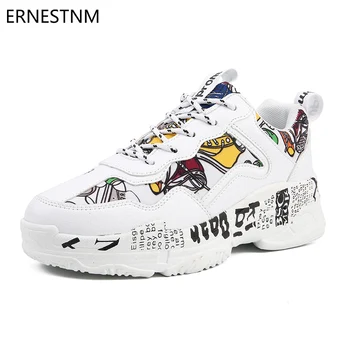 

Sneakers Women Summer Woman Casual Fashion Shoes Graffiti Flats Ladies Vulcanized Shoes White Sneakers Zapatos Mujer