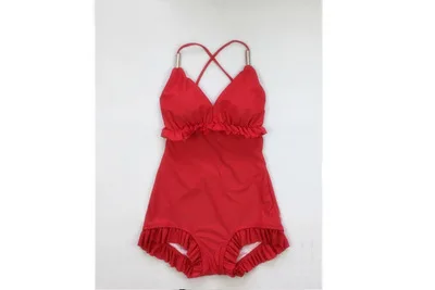 

Deep V-neck Frilled High-waisted Belly Covering Backless Sexy Hot Springs Bikini Two-piece Swimsuits WOMEN'S Swimsuit