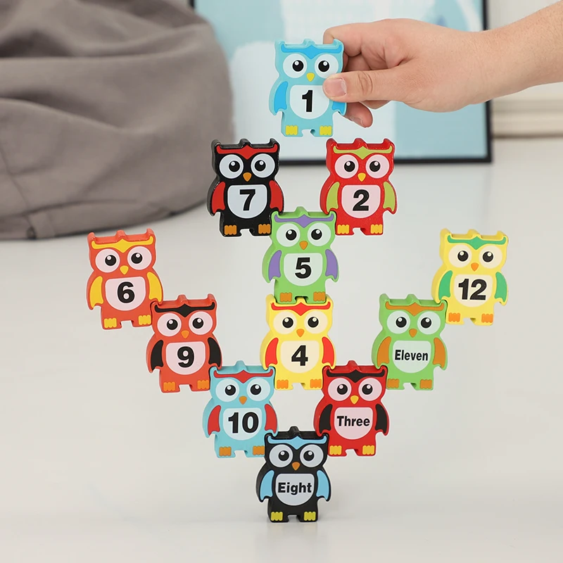 

Children's Owl balanced building blocks children's Wooden splicing and building blocks puzzle toys 1-6 years old