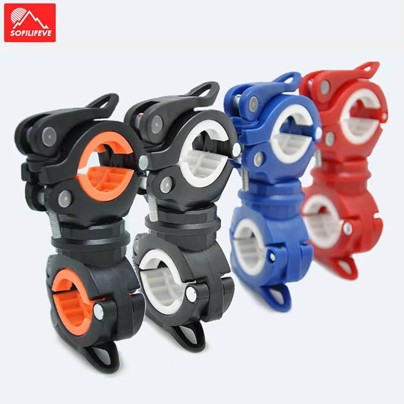 

360 Degree Rotation Adjustable Bike Front Lamp Bracket Flashlight Holder Bicycle Handlebar Quick Release Light Mount Clamp Clip