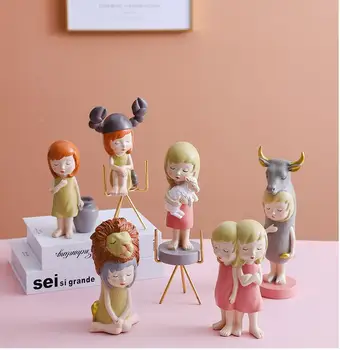 

European Cute Girl Character Resin Accessories Art Coffee Table Figurines Decoration Home Livingroom Desktop Sculpture Crafts