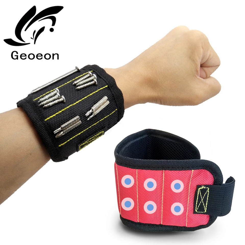 

Geoeon Three-row Magnetic Wristband Wrist Support Strong Magnetic For Screw Nail Holder Wristband Band Tool Bracelet Belt A30