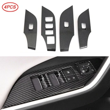 

4 Pcs Black Carbon Fiber Inner Door Armrest Lifting Panel Cover For Toyota RAV4 2019-2020 High Quality ABS Interior Accessories