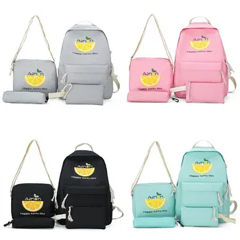 

Women Canvas Travel Bookbags 4pcs/Set Backpack School Bags for Teenage Girls