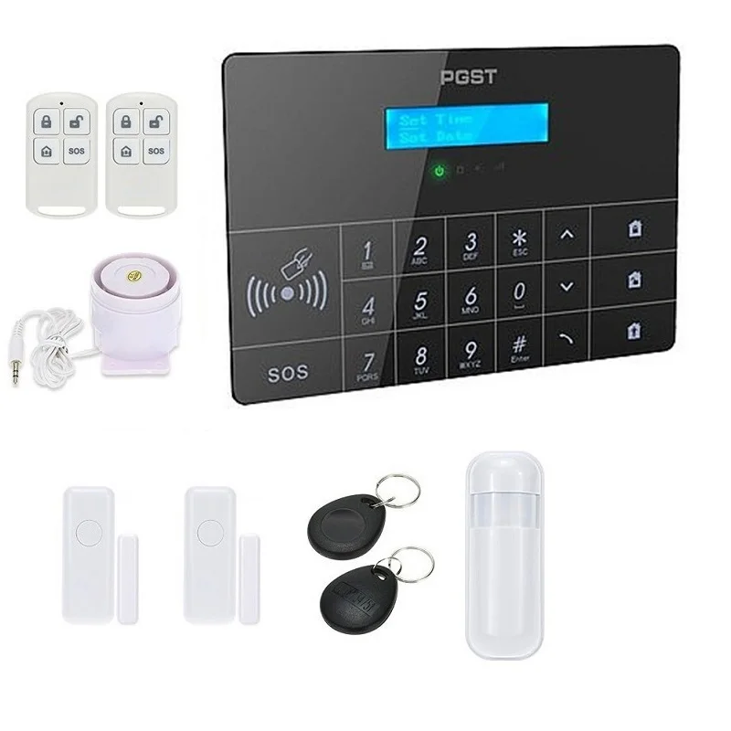 B Kit-Black YPAY PG-100 Wireless Home GSM Security DIY Kit APP Control With Auto Dial Motion Detector Sensor Burglar Alarm System - Цвет: B Kit-Black
