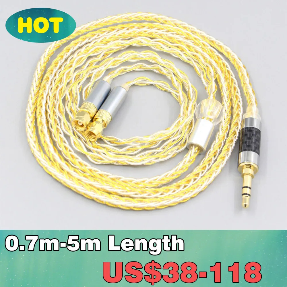 8 Core ручная работа цвет серебристый Золотой покрытием плетеный кабель для