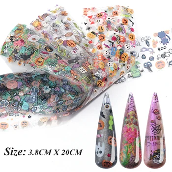 

10Pcs DIY Nail Adhesive Art Halloween Series Nail Foil Stickers Transfer Decals Paper Nail Art Decor Art Transfer Sticker