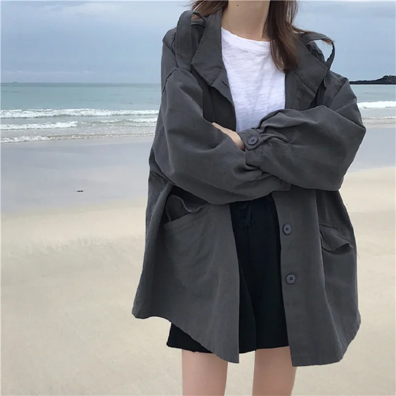 Зимняя Корейская Harajuku винтажная Повседневная Рабочая ветровка с длинными рукавами женская модная свободная простая повседневная женская куртка