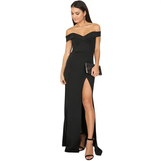Off-the-shoulder Black Evening Dress 1
