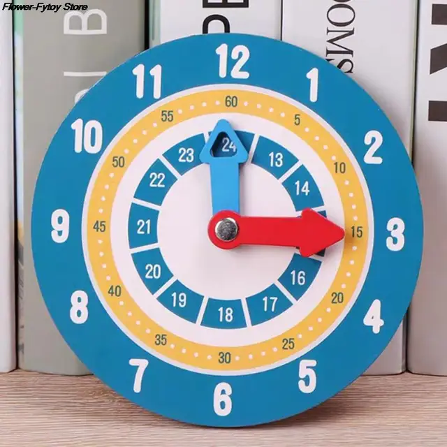 1X Kids Montessori Wooden Clock Toys Time Learning Teaching Aids Educational Toys For Children Primary School Clever Board Toy 2